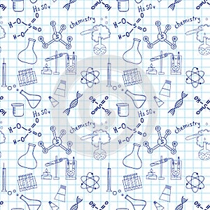 Seamless sketch of science doddle elements.