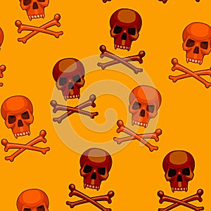 Seamless skull and crossbones cartoon vector photo