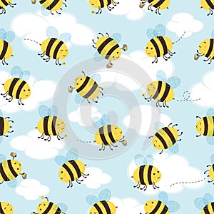 Seamless Sky Background with Bees