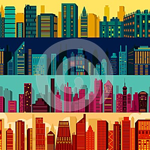 Seamless skyscraper building pattern