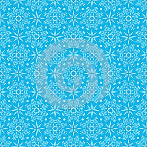 Seamless snowflake blue vector background