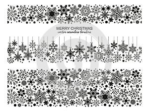 Seamless snowflake border collection, xmas set