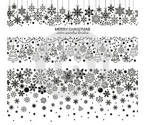 Seamless snowflake border set, Christmas design