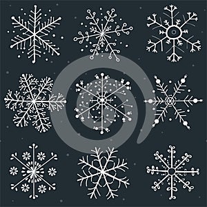 Seamless Snowflakes drawing collection, Vector, illustration