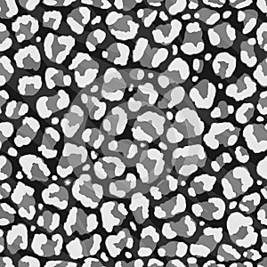 Seamless snowy leopard, ocelot or wild cat fur pattern print