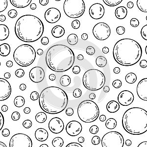 Seamless soap bubbles pattern. Vector hand drawn background