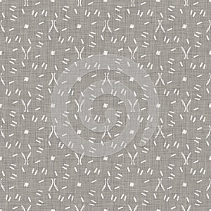 Seamless speckled gray french woven linen texture background. Mottled ecru natural flax fiber pattern. Organic farmhouse