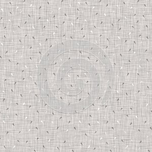 Seamless speckled gray french woven linen texture background. Mottled ecru natural flax fiber pattern. Organic farmhouse