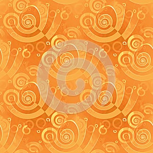 Seamless spiral pattern yellow orange overlaying shifty blurred