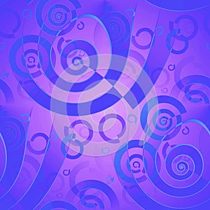 Seamless spirals pattern violet purple azure blue shiny