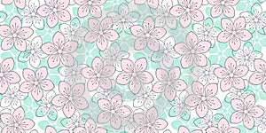 Seamless spring background with colorful elegant flowers