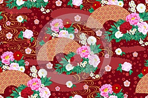 Seamless spring pattern with abstract flowers