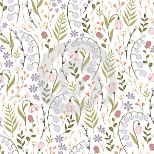 Seamless spring pattern from hand-painted flowers