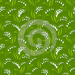 Seamless spring pattern with lilies of the valley