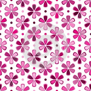 Seamless spring pattern with single pink blur flowers