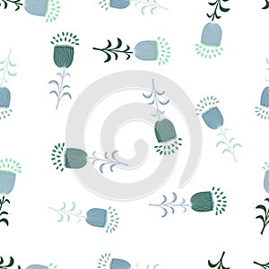 Seamless spring pattern with stylize flowers. Elegant botanical background. Abstract floral wallpaper