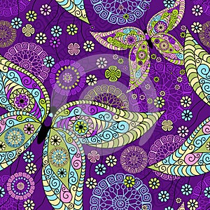 Seamless spring violet pattern