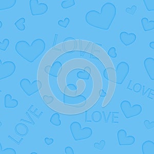 Seamless square background of Blue hearts on a Blue background. Love symbol. Festive background for Valentine's Day