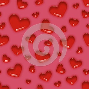 Seamless square background of red hearts on a red background. Love symbol. Festive background for Valentine's Day, March