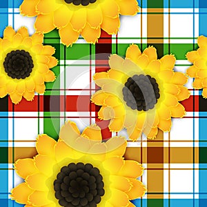 Seamless square pattern with sunflowers