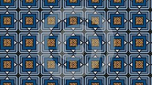 Seamless Squared Pattern With Blue Presiding Colour. Panning