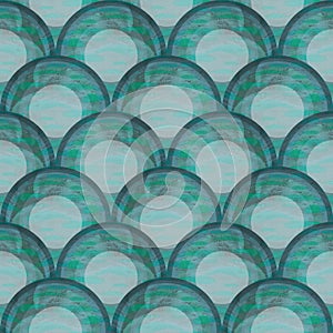 seamless stacked circles pattern with turquoise colors