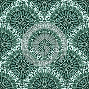 seamless stacked mandalas pattern with turquoise colors