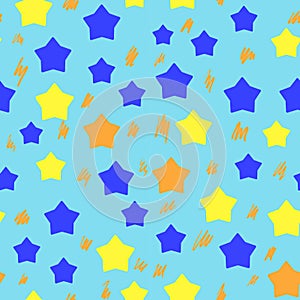 Seamless star pattern on a blue background.