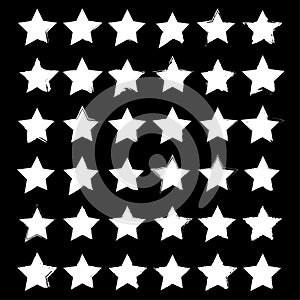 Seamless star pattern. Geometric shape texture. Monochromatic Vector background. White celestial backdrop.