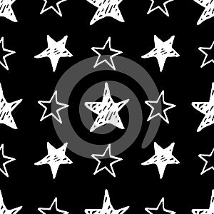 Seamless star pattern. Hand drawn sketch stars