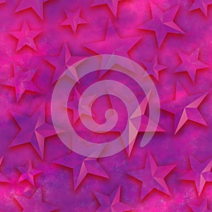 Seamless star pattern, star on a pink background. 3D render, illustration. Festive abstract concept. New year, christmas