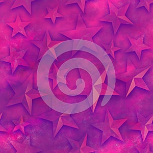 Seamless star pattern, star on a pink background. 3D render, illustration. Festive abstract concept. New year, christmas