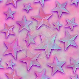 Seamless star pattern, star on a red background. 3D render, illustration. Festive abstract concept. New year, christmas