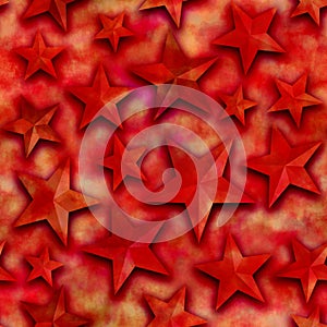 Seamless star pattern, star on a red background. 3D render, illustration. Festive abstract concept. New year, christmas