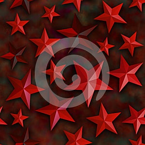Seamless star pattern, star on a red background. 3D render, illustration. Festive abstract concept. New year, christmas, textiles