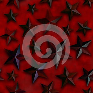 Seamless star pattern, star on a red background. 3D render, illustration. Festive abstract concept. New year, christmas, textiles