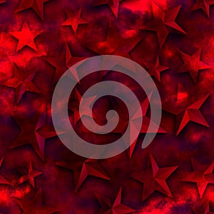 Seamless star pattern, star on a red background. 3D render, illustration. Festive abstract concept. New year, christmas, textiles