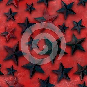 Seamless star pattern, star on a red background. 3D render, illustration. Festive abstract concept. New year, christmas, textiles