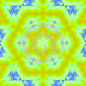 Seamless star pattern yellow green and blue centered