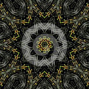 Seamless star pattern yellow orange gray black