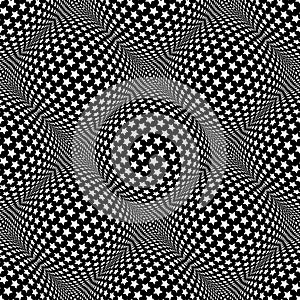 Seamless stars pattern. 3D optical illusion.