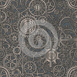 A Seamless Steampunk Background Pattern with Gears, Cogs, and Clockwork, vector design Generative AI