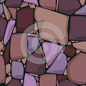 Seamless stone texture. Vector cartoon Seamless texture. Colored Stones background.