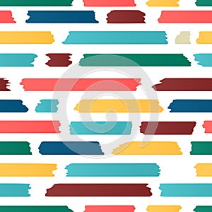 Seamless strips pattern. Horizontal lines with torn and stuck paper effect. Vector illustration