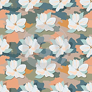 Seamless stylish hand drawn flower pattern.