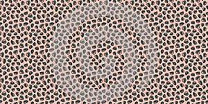 Seamless stylish pattern of abstract gray spots with black contour drops strokes on a pink background. Excellent for fabrics, appa