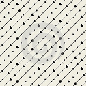 Seamless stylish pattern with black hearts.