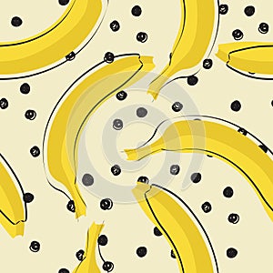 Seamless stylish pattern with fresh yellow bananas in flat style. Bananas pattern for cloth, textile, wrap, tshirt, bermudas and