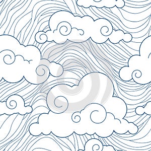 Seamless stylized clouds pattern