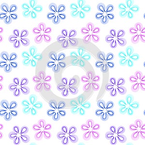 Seamless stylized flower spots purple and blue